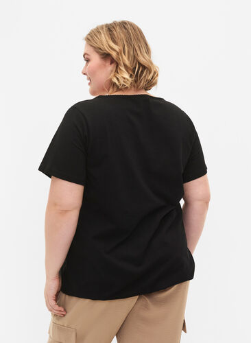 Short sleeve cotton t-shirt, Black, Model image number 1