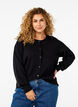 Knitted cardigan with round neck and buttons, Black, Model image number 0