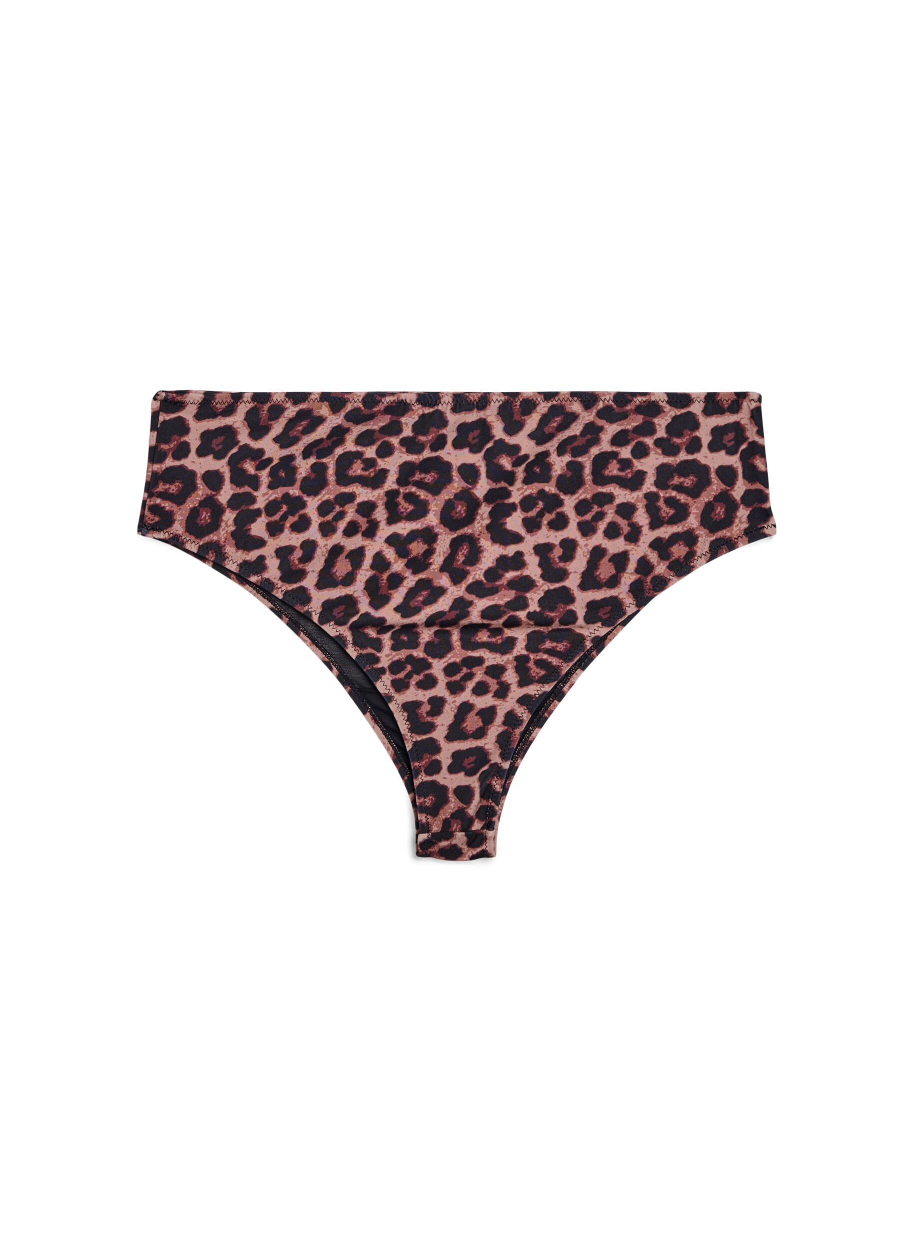 Zizzifashion Leopard brazilian bikini bottoms, Beige, Packshot image number 1