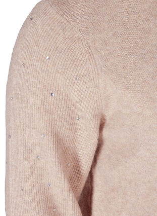 Knitted blouse with ribbing and rhinestones, Pumice Stone Mel., Packshot image number 3