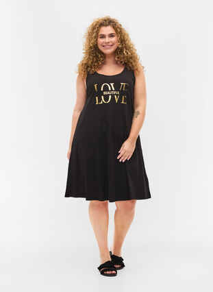 Dress in A-line shape, Black LOVE, Model image number 2