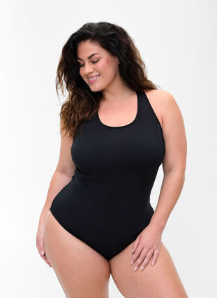 Swimsuit with cross back, Black, Model image number 0