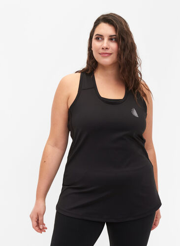 Sports top with racer back and mesh, Black, Model image number 0
