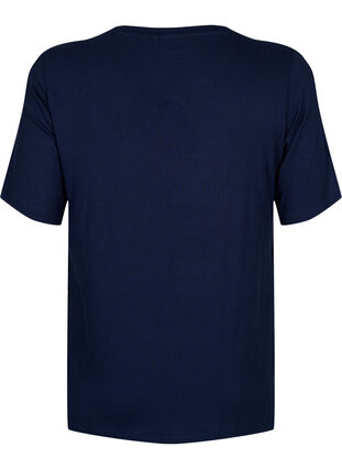 T-shirt in viscose with rib structure, Navy Blazer, Packshot image number 1