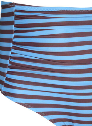 High-waisted bikini bottom with stripes, BlueBrown Stripe AOP, Packshot image number 2