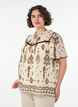 Blouse with pattern and crochet trim, Beige, Model image number 0