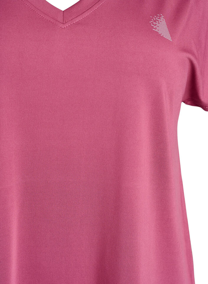 Loose training t-shirt with v-neck, Red, Packshot image number 2