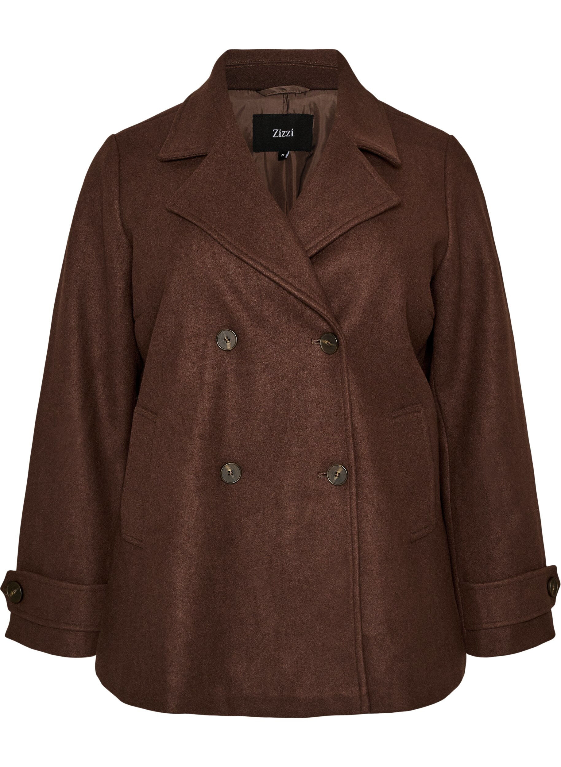 ZizzifashionShort coat with double-breasted button closure, Brown, Packshot image number 0