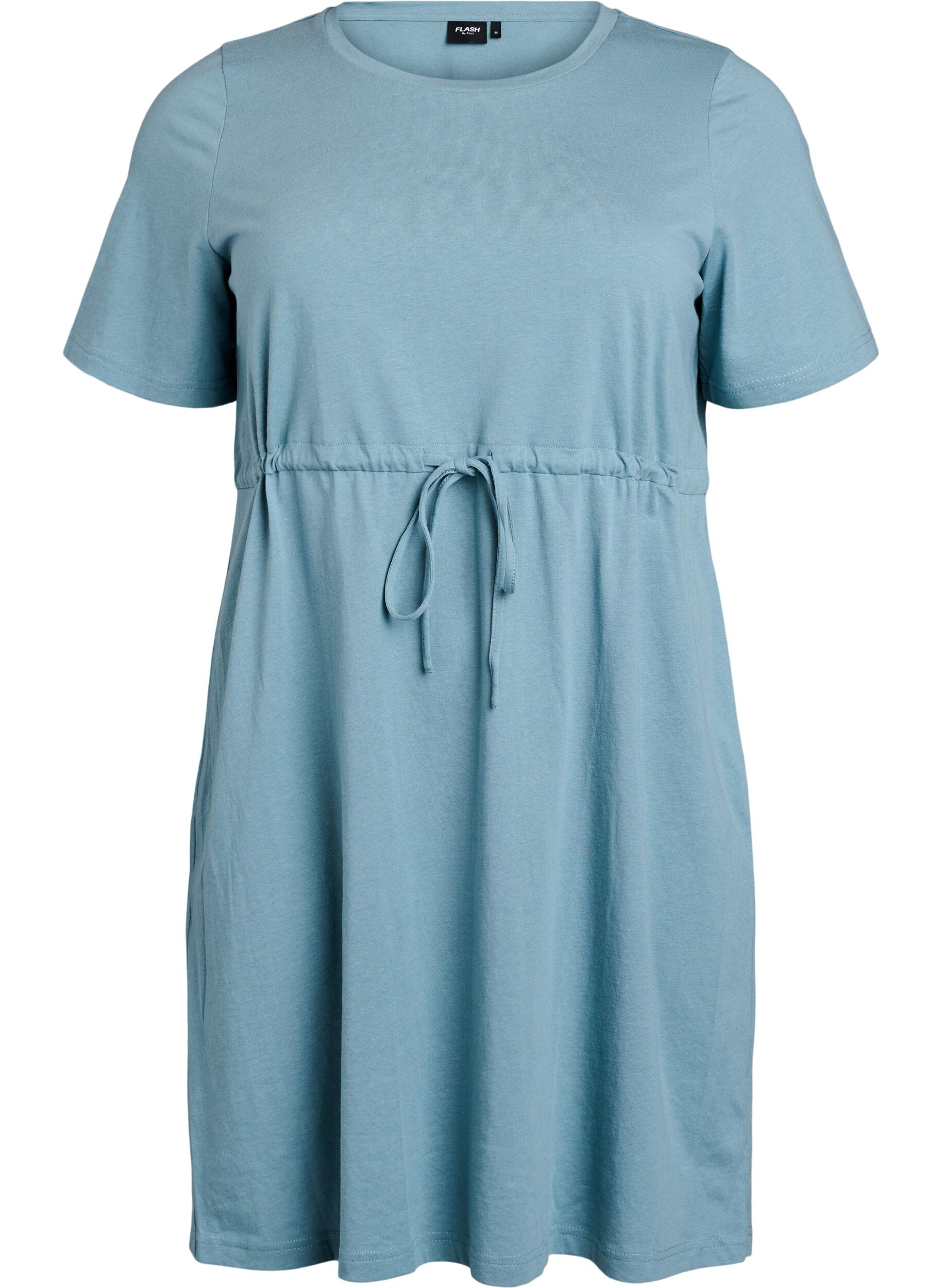 FLASH - Short T-shirt dress with tie belt