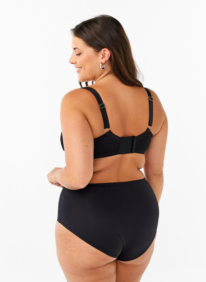 Microfibre panties with lace details, Black, Model image number 1