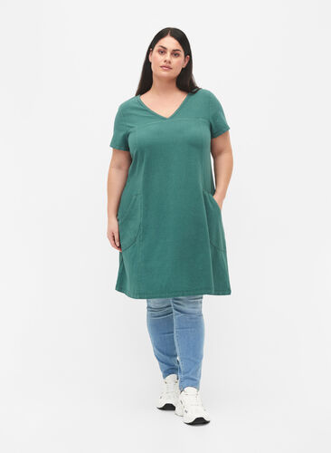 Short-sleeved cotton dress, Sea Pine, Model image number 2