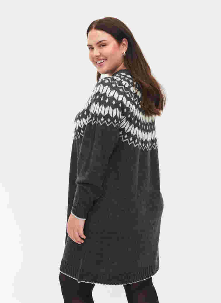 Patterned knit dress with wool, Dark Grey Mel Comb, Model image number 1