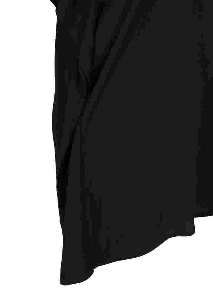 Short-sleeved viscose top with tie detail, Black, Packshot image number 3