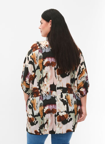 Viscose Tunic with Print, Black AOP, Model image number 1