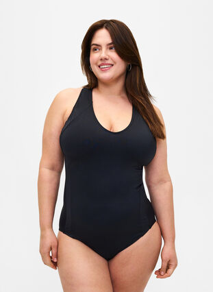 Sports swimsuit with racerback, Black, Model image number 0