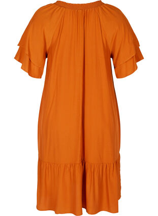 Short-sleeved dress with A-line cut and pockets, Autumnal, Packshot image number 1