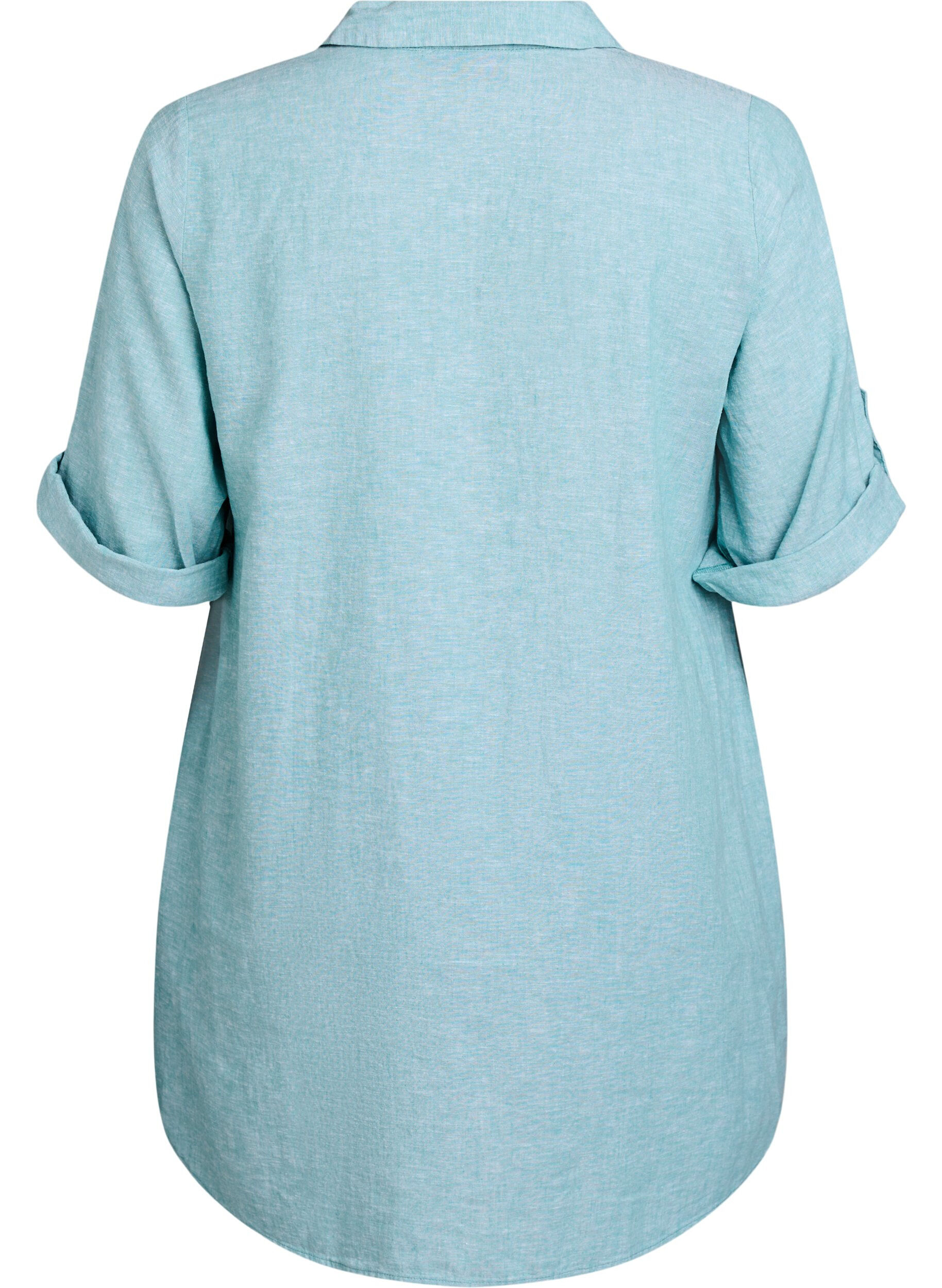 ZizzifashionLinen and viscose tunic with A-shape, Blue, Packshot image number 1