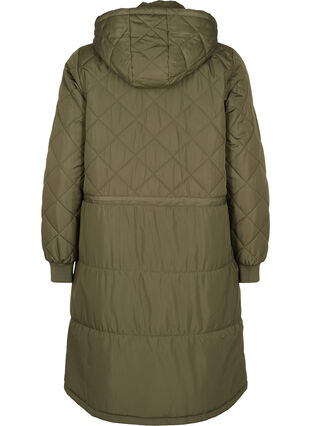 Quilted jacket with hood and adjustable waist, Forest Night, Packshot image number 1