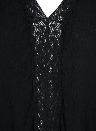 Viscose beach dress with lace details, Black, Packshot image number 2