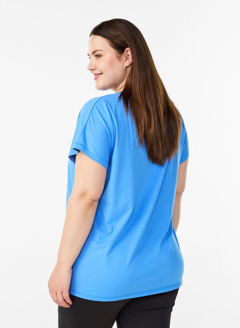 Loose training t-shirt with v-neck, Blue, Model image number 2