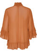 Blouse with ribbon tie and ruffle details, Brown, Packshot image number 1