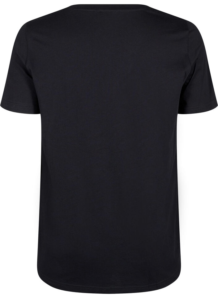 Cotton T-shirt with print, Black w. Silverlion, Packshot image number 1