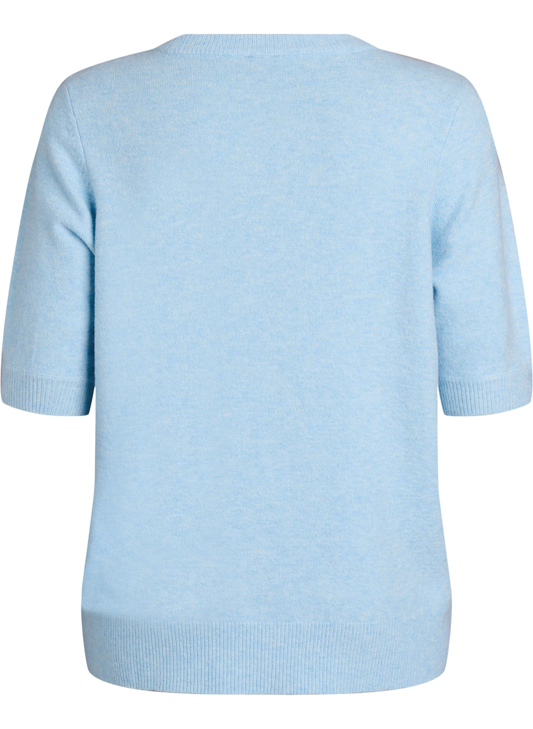 Zizzifashion Knitted blouse with short sleeves, Light Blue, Packshot image number 1