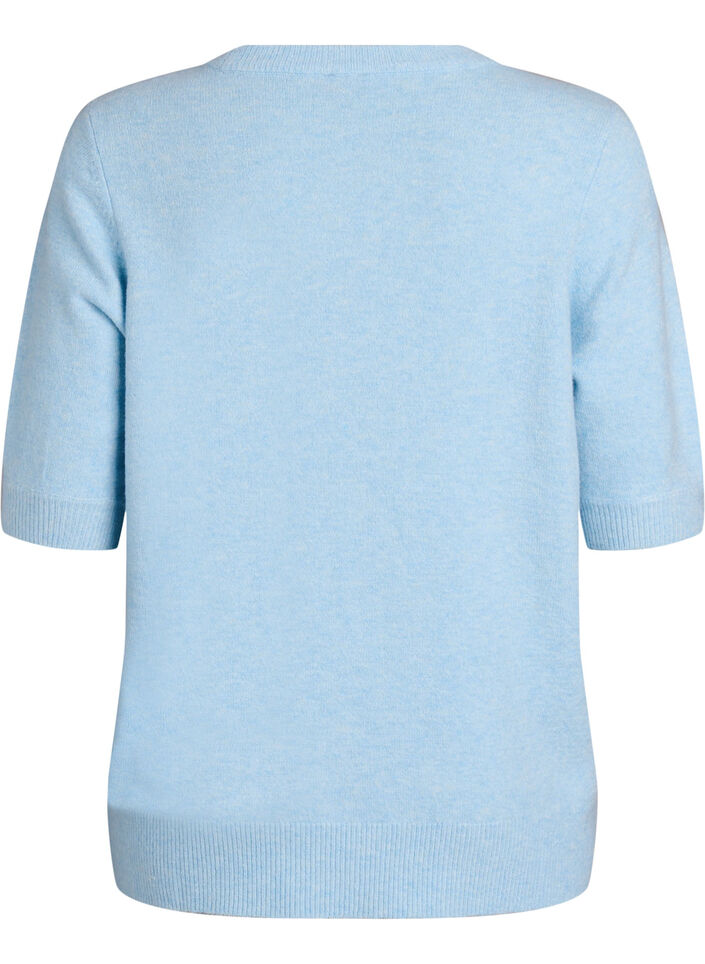 Knitted blouse with short sleeves, Light Blue, Packshot image number 1