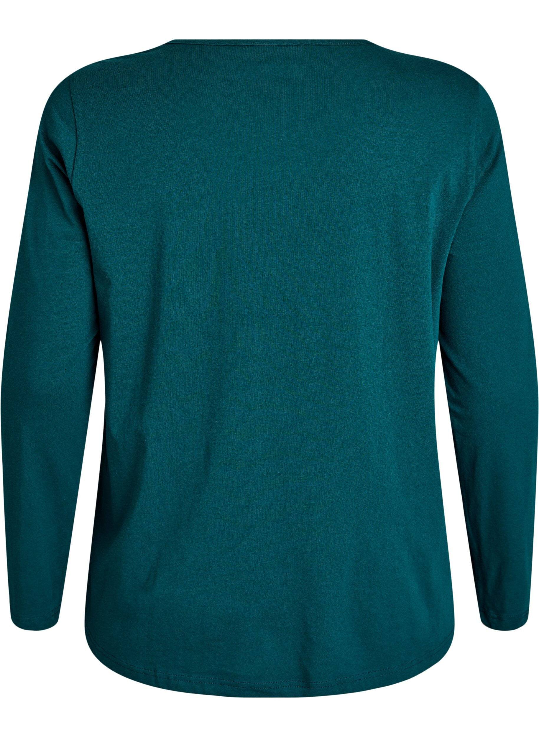 ZizzifashionNight top in cotton with front print, Turquoise, Packshot image number 1