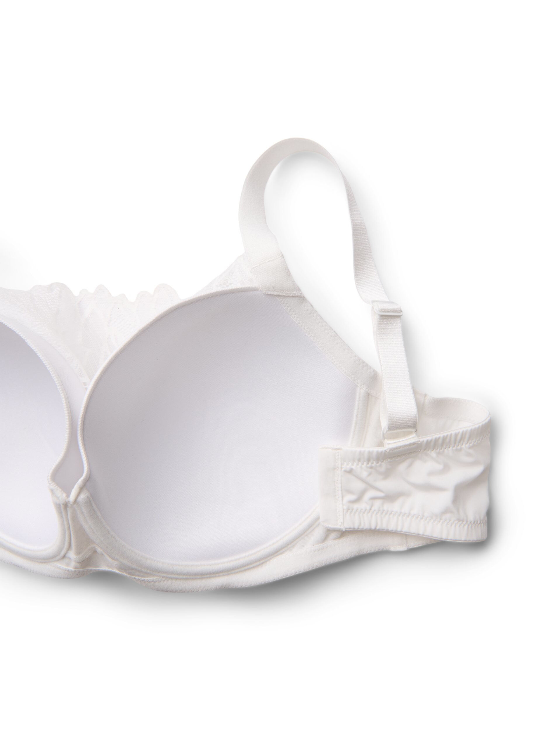 Zizzifashion Moulded underwired bra with lace detail, White, Packshot image number 3