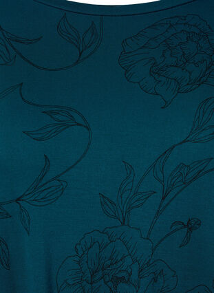 Printed nightdress in viscose, Deep Teal Flower, Packshot image number 2