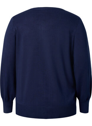 Ribbed cardigan with button closure, Navy Blazer, Packshot image number 1