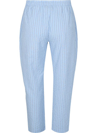 Loose cotton pyjama trousers with stripes, Chambray Blue Stripe, Packshot image number 1