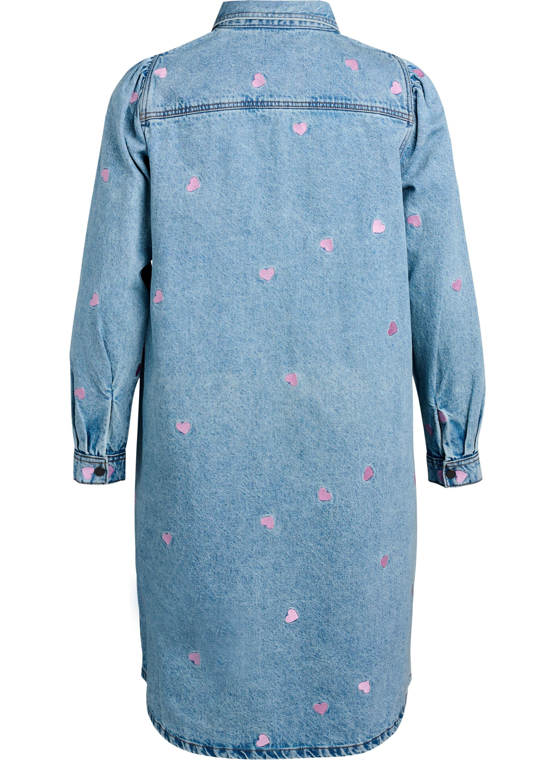 Zizzifashion Denim dress with hearts and chest pockets, Light Blue, Packshot image number 1