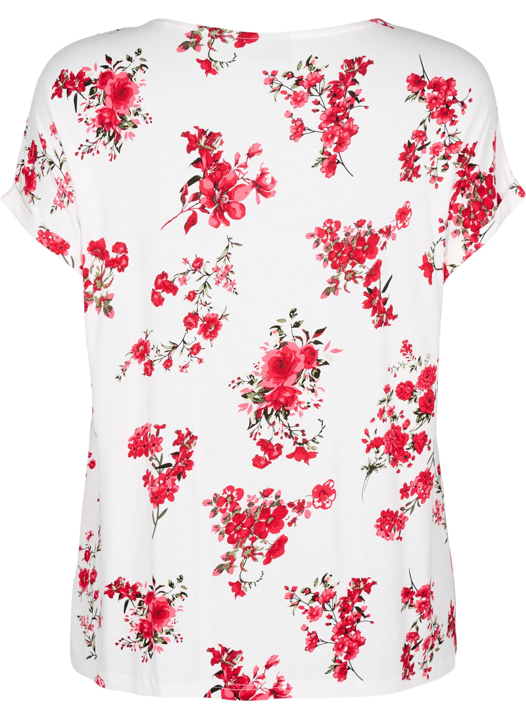 Zizzifashion T-shirt with floral print, Red, Packshot image number 1