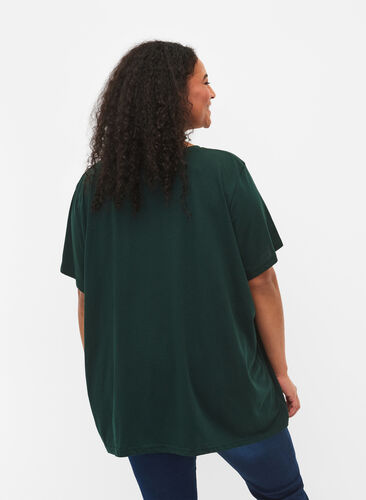 Short sleeve t-shirt with v-neckline, Pine Grove, Model image number 1