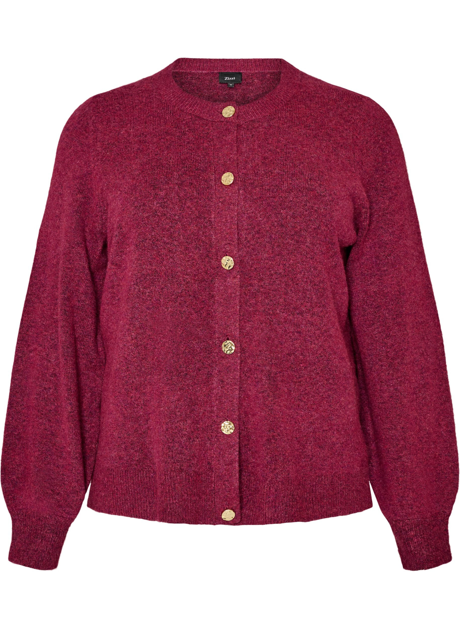 ZizzifashionCardigan in soft knit with gold-coloured buttons, Red, Packshot image number 0