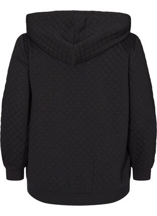 Zipped hoodie with quilted pattern, Black, Packshot image number 1