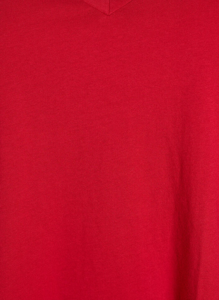 Cotton T-shirt with short lace sleeves, Red, Packshot image number 2