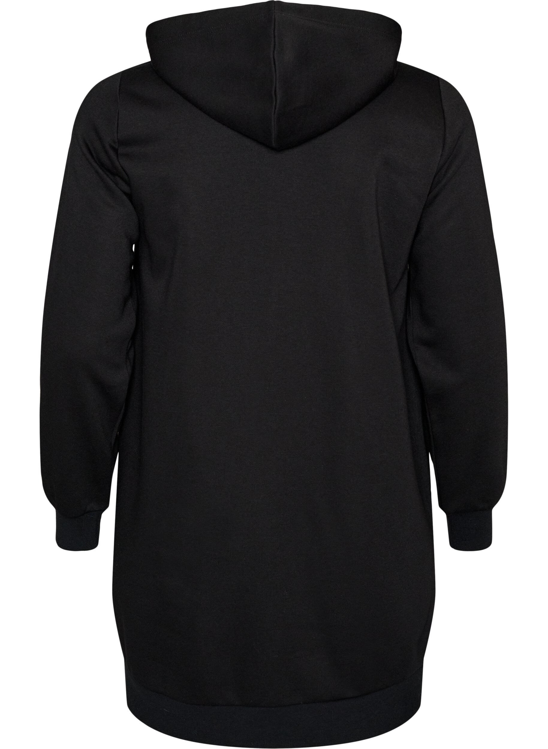 ZizzifashionLong hoodie with zip and pockets, Black, Packshot image number 1