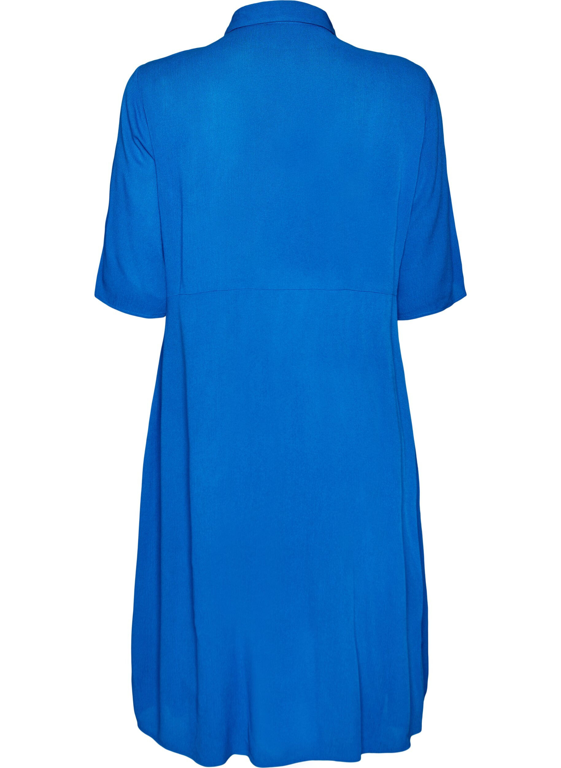 ZizzifashionMidi shirt dress with short sleeves, Blue, Packshot image number 1