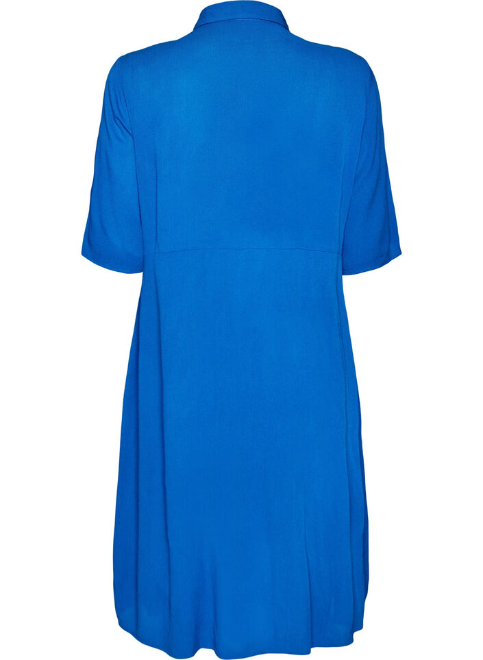 Midi shirt dress with short sleeves, Blue, Packshot image number 1