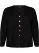 Fine-knit cardigan with decorative buttons, Black, Packshot image number 0