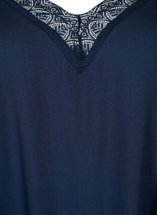Top with lace in viscose, Navy Blazer, Packshot image number 2