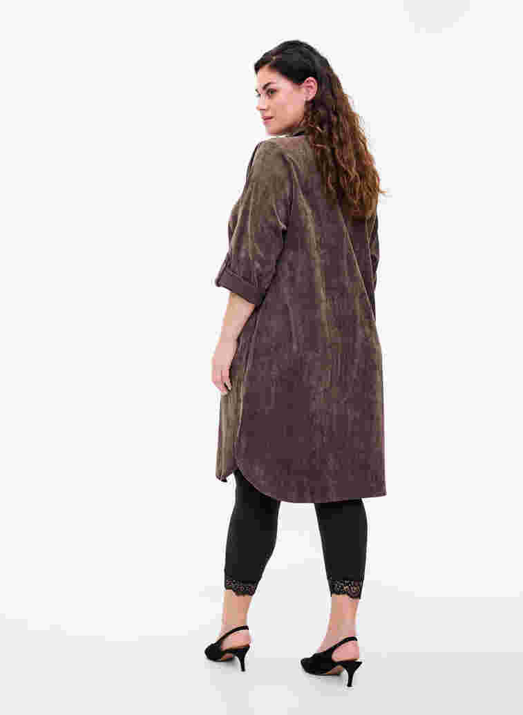 Velvet dress with 3/4-length sleeves and buttons, Java, Model image number 1