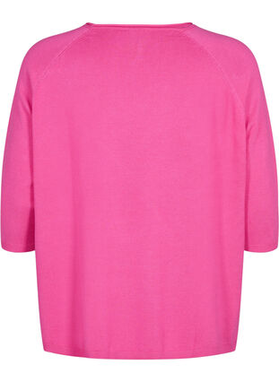 Viscose knitted blouse with 3/4 sleeves, Raspberry Rose, Packshot image number 1