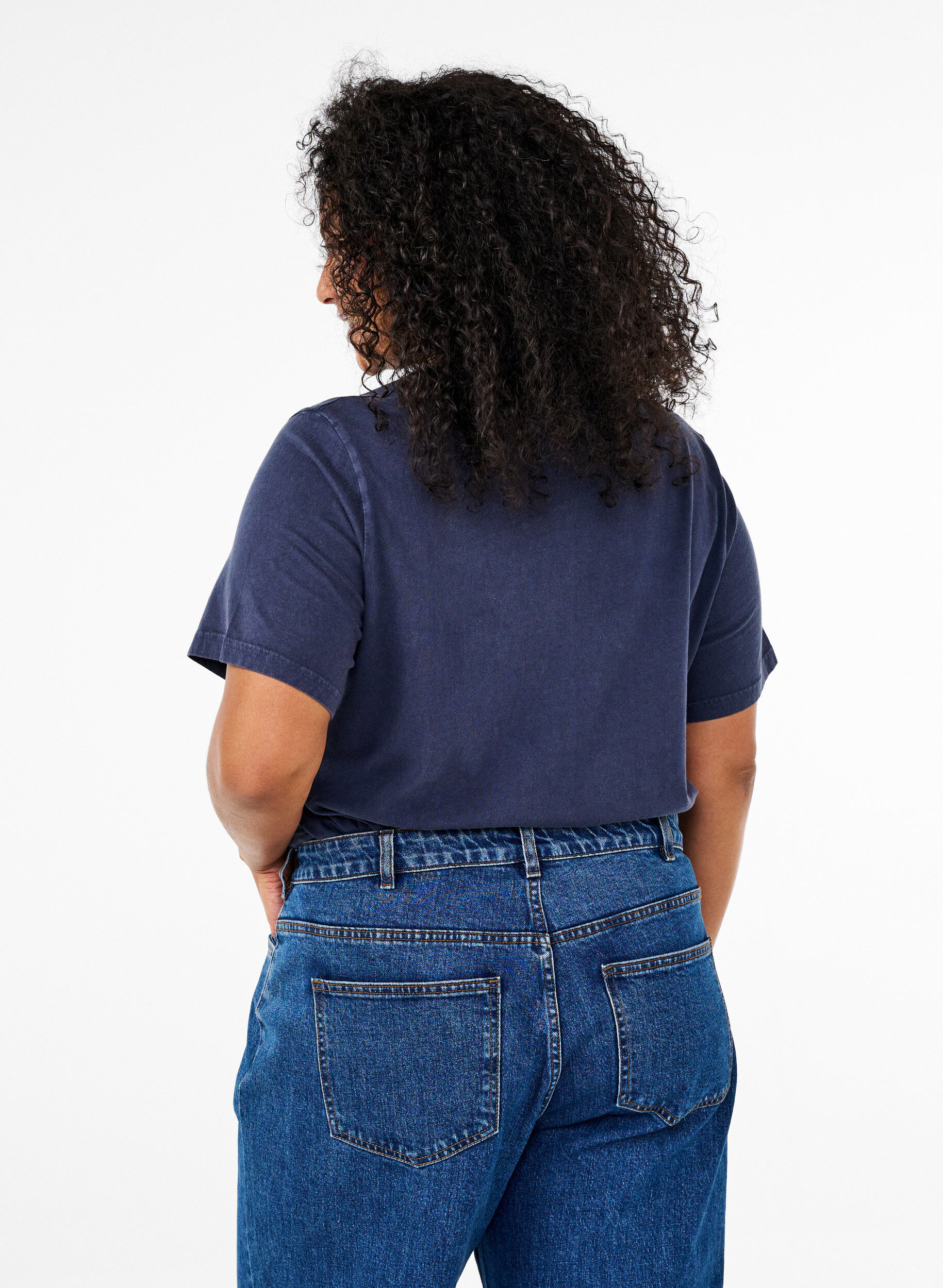 Zizzifashion T-shirt with eyelets and print, Navy Washed , Model image number 1