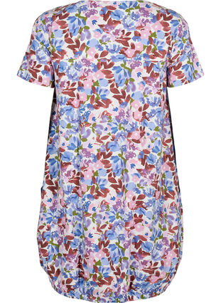 Short-sleeved cotton dress with floral print, Cloud D. Flower AOP, Packshot image number 1