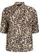 Loose shirt with animal print and chest pockets, Brown, Packshot image number 0