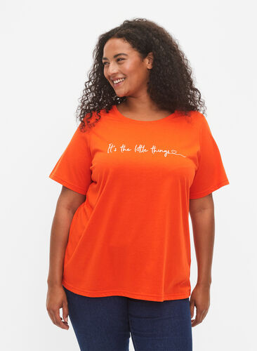 FLASH - T-shirt with motif, Orange.com, Model image number 0